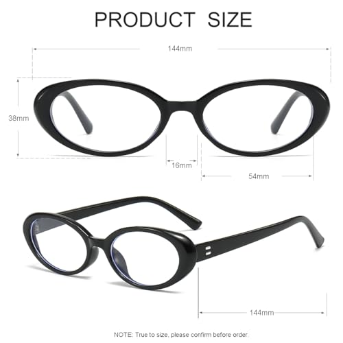 JOVAKIT Oval Blue Light Blocking Glasses for Women Men Vintage Fashion Small 90s Retro Oval Frame Style Eyeglasses (Black+Tortoise) - Image 5