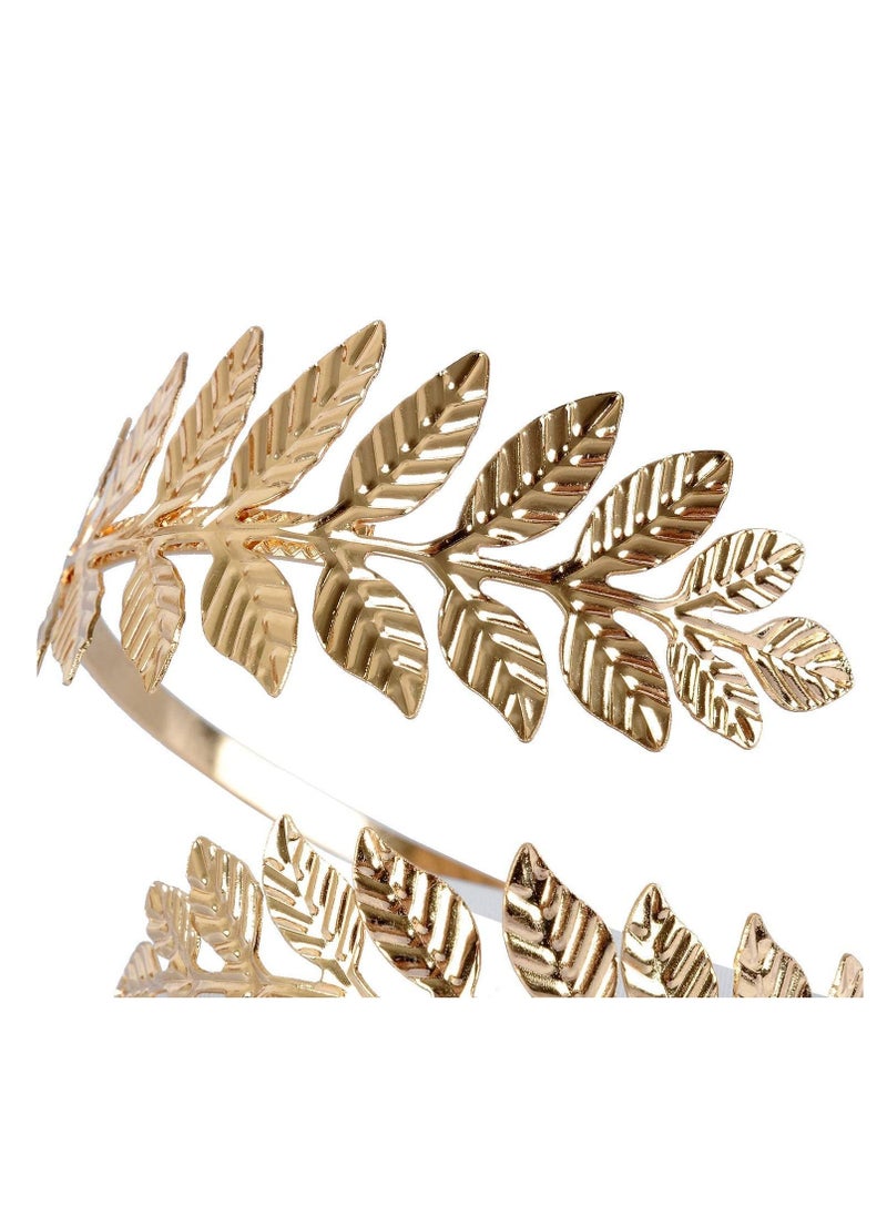Excefore - 7 PCS Greek Roman Laurel Leaf Bracelet Armband Golden Crown Tiara Costume Headband Hair Comb Bridal Wedding Headpiece - Image 1