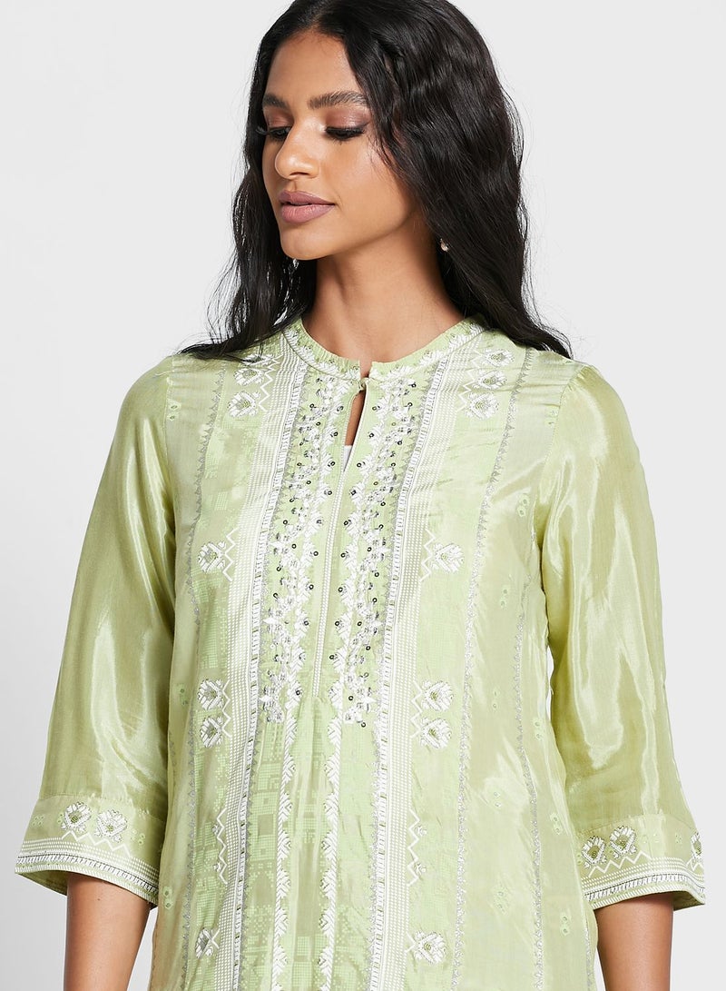 W Keyhole Printed Kurti - Image 3