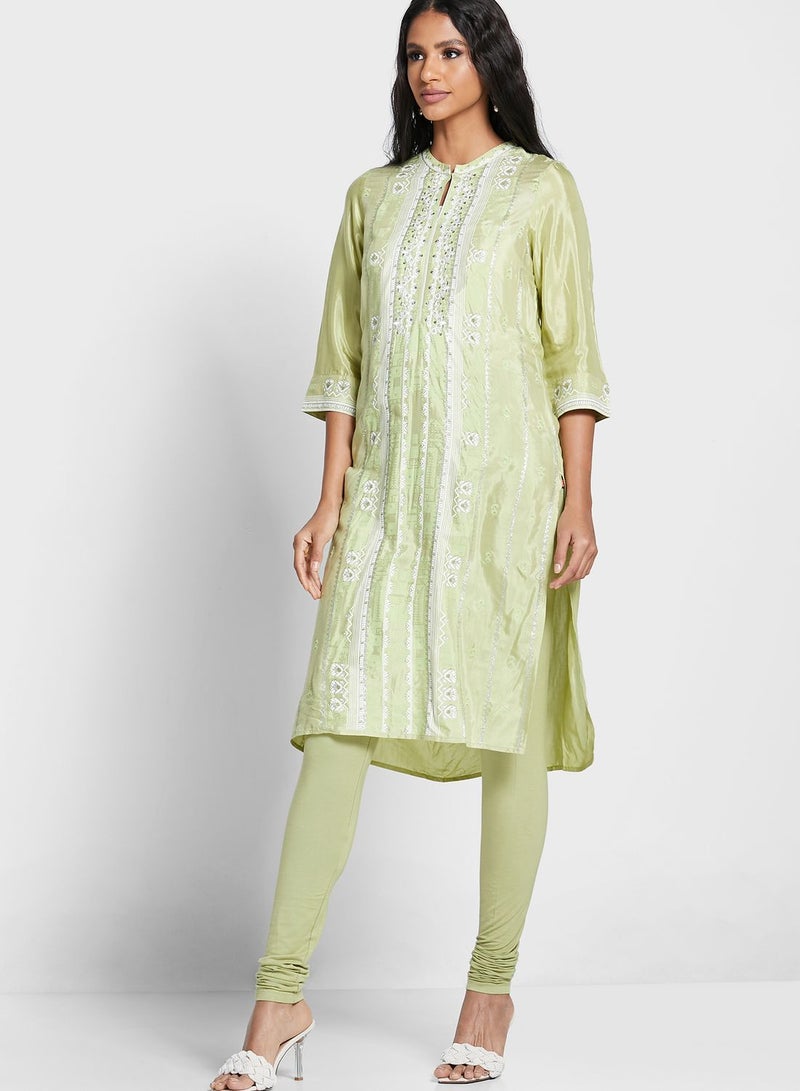 W Keyhole Printed Kurti - Image 1