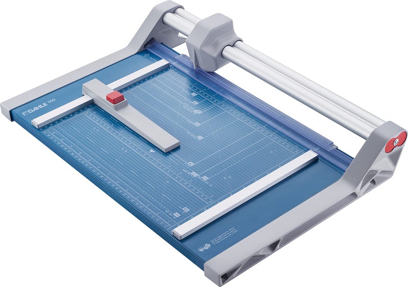 Dahle 550 Professional Rotary Trimmer 14 Cut Length 20 Sheet Capacity SelfSharpening Dual Guide Bar Automatic Clamp German Engineered Paper Cutter