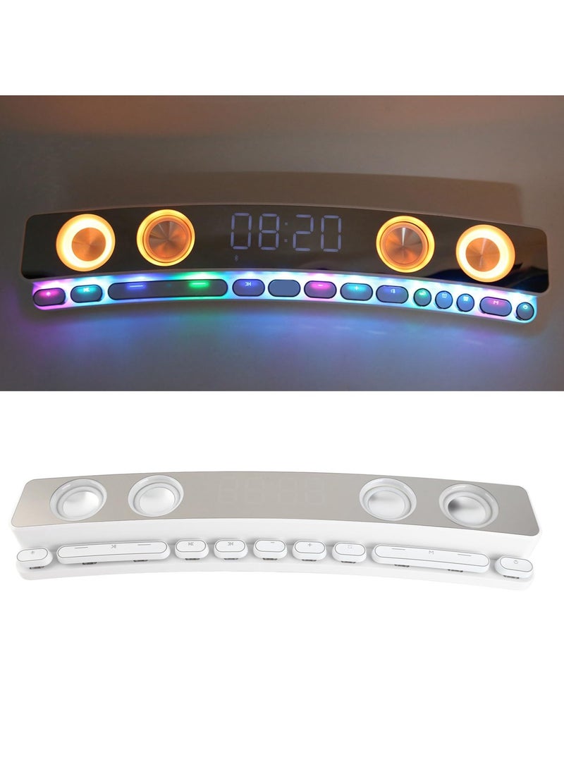 erorex Computer Speakers, Bluetooth Wireless Wired HiFi Stereo Soundbar, Dynamic RGB PC Gaming Speaker with Mechanical Keys Dual Alarms, for Desktop Laptop Projector (White) - Image 2