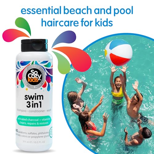 SO COZY SoCozy Kids Swim 3-in-1 Shampoo + Conditioner + Body Wash (10.5 Fl Oz, Pack of 2) Gentle Combo Hair & Body Cleanser for Swimmers, Salt & Chlorine-Removing Activated Charcoal, Paraben & Sulfate-Free - Image 2