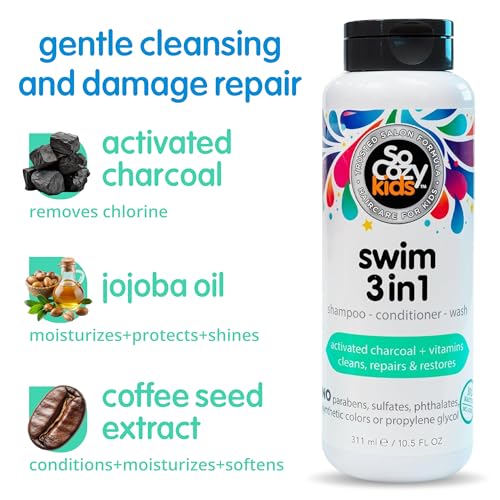 SO COZY SoCozy Kids Swim 3-in-1 Shampoo + Conditioner + Body Wash (10.5 Fl Oz, Pack of 2) Gentle Combo Hair & Body Cleanser for Swimmers, Salt & Chlorine-Removing Activated Charcoal, Paraben & Sulfate-Free - Image 4