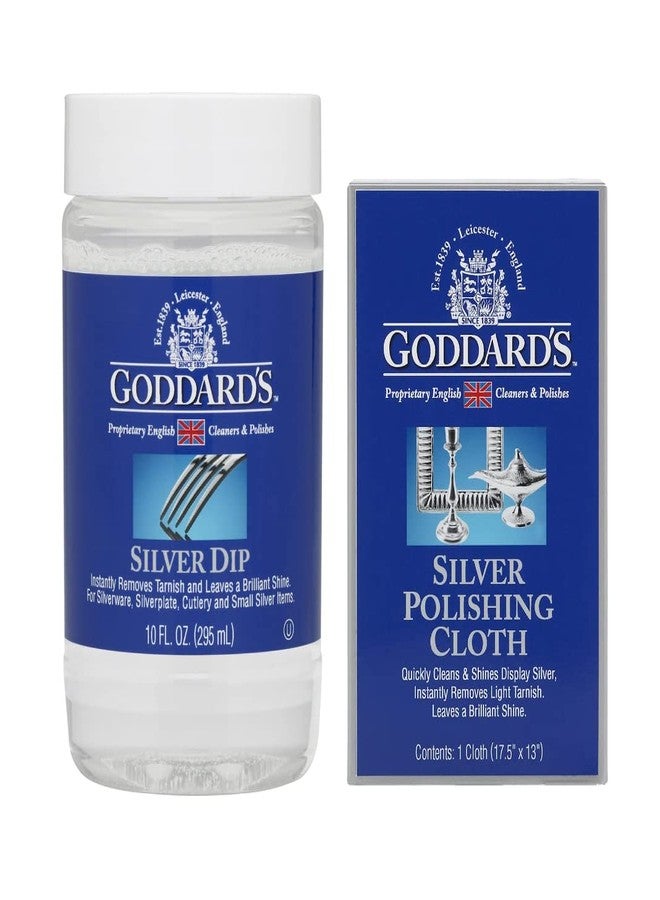 Goddard's Silver Care Liquid Dip - 10 Oz, Goddards Silver Polish Cloth, Set of 2 - Image 1