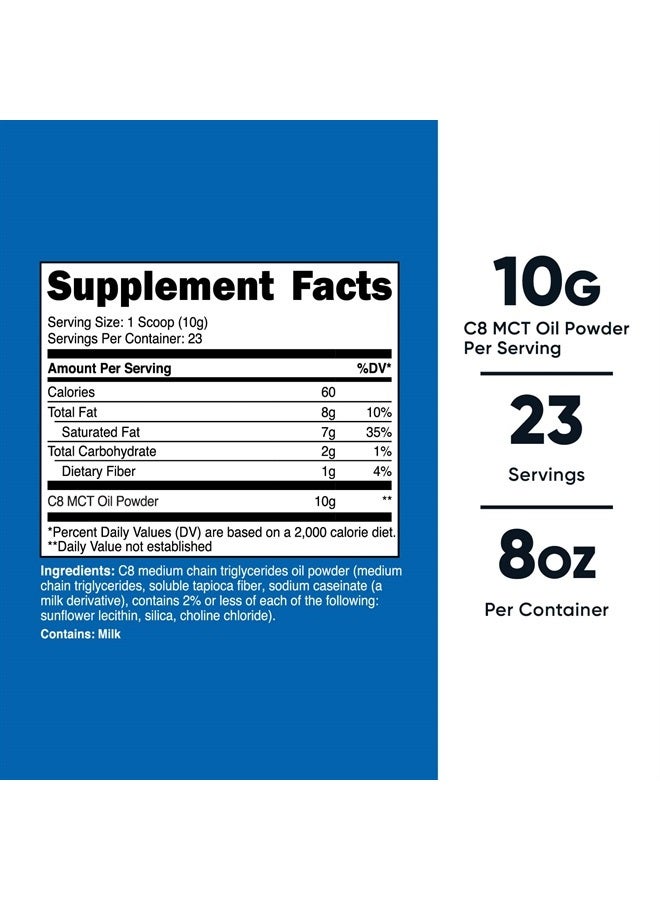 Nutricost مسحوق زيت MCT C8 23 حصة (8 أونصة) - 95% مسحوق زيت MCT C8 - Image 3