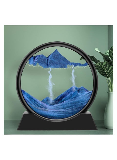 Flowing sand art painting Animated sand art picture in a circular shape with a 3D glass frame of an animated deep sea scene displayed with flowing sand within a frame