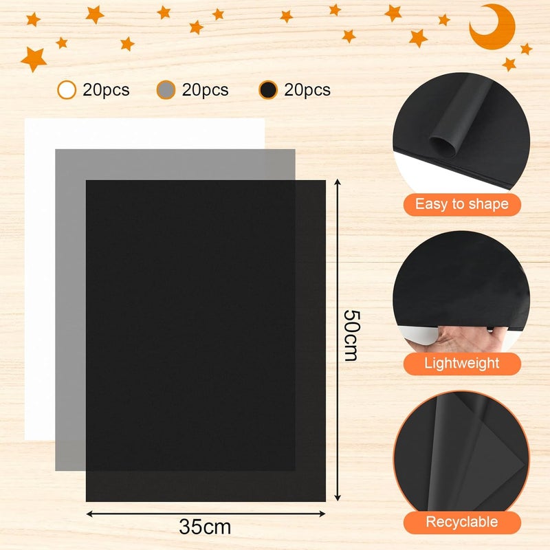 PLULON 60 Sheets Black White Grey Tissue Paper Bulks, Gift Wrap Tissue Paper Sheets for Packaging Birthday Gift Wrapping Birthday Wedding Holiday 14 x 20 Inch - Image 2