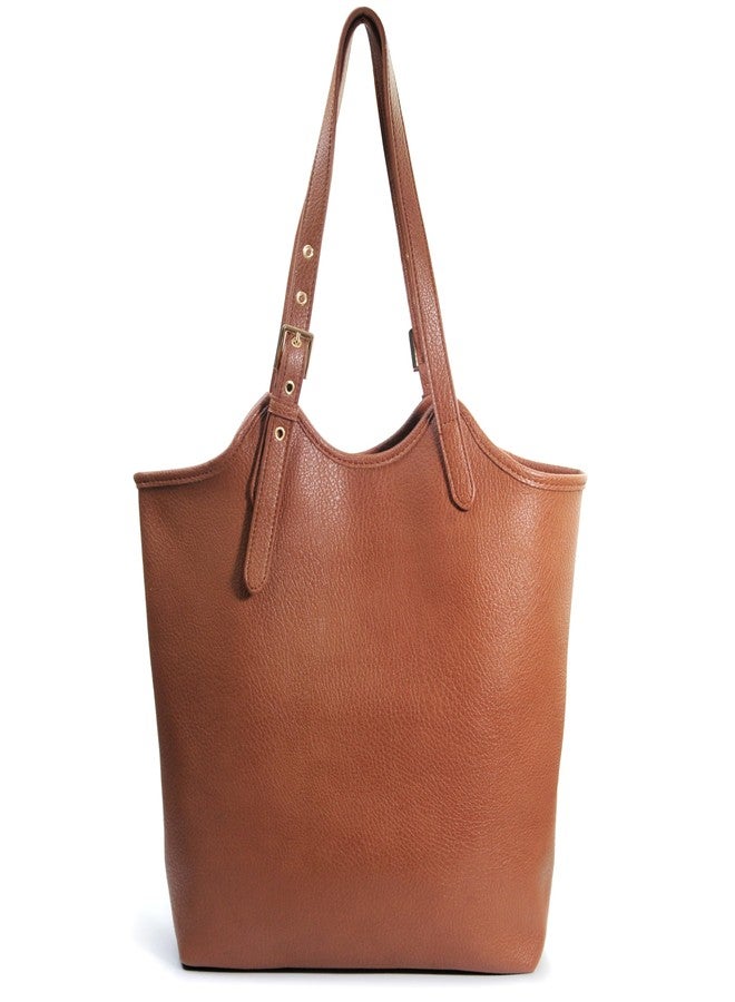 HOXIS Tote Bag for Women with Adjustable Handles Soft Vegan Leather Shoulder Handbag for Work, Travel & Everyday Use (Brown) - Image 1