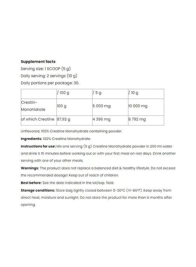 Nutriversum Creatine Monohydrate Basic 300g, Unflavoured - Image 2