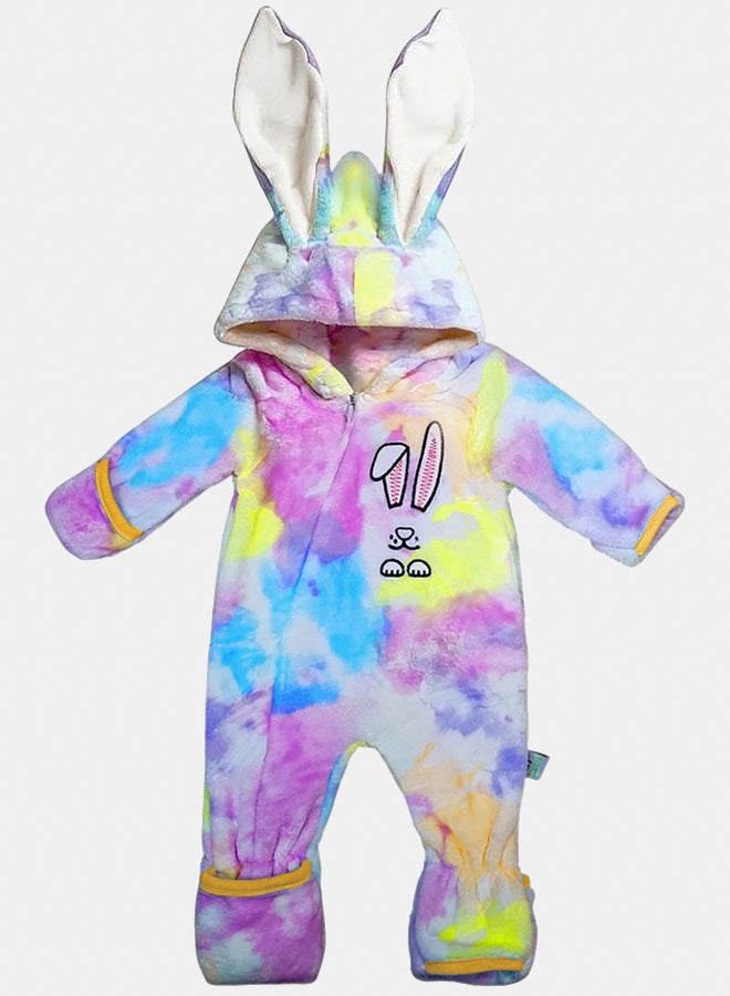 BabyShoora Baby Unisex Velvet Fur Lined Printed Double Face Winter Bodysuit - Image 1