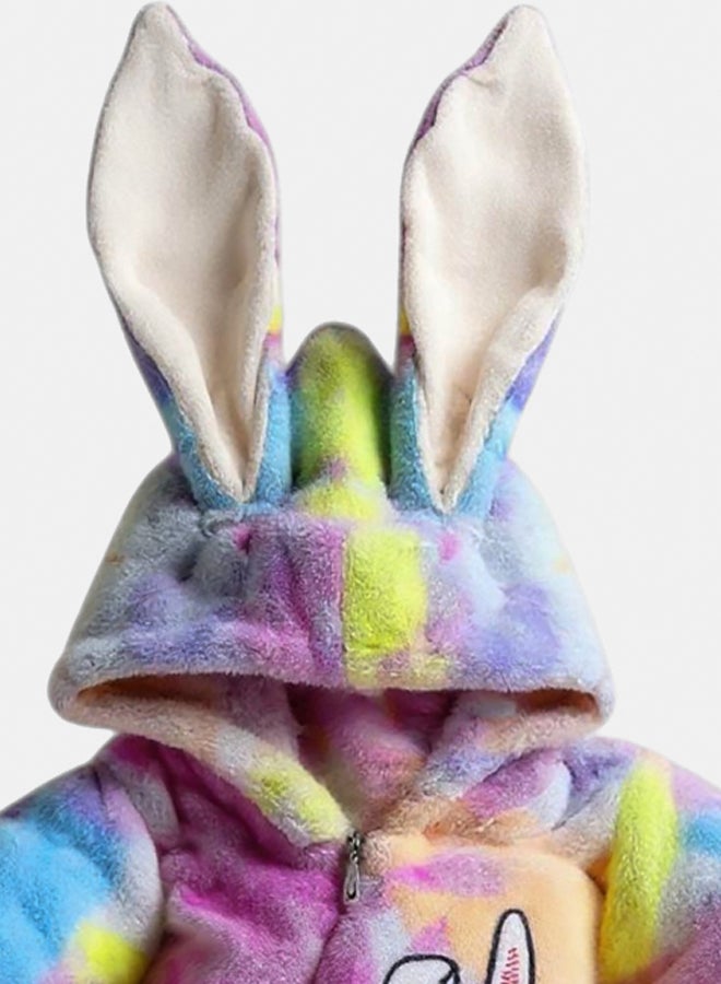 BabyShoora Baby Unisex Velvet Fur Lined Printed Double Face Winter Bodysuit - Image 4