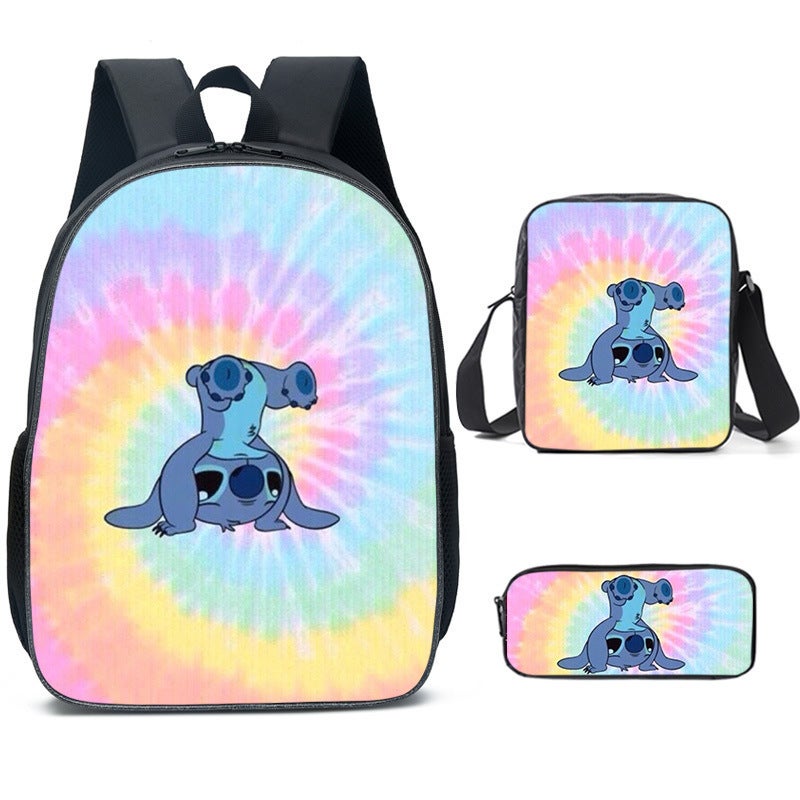 Amazon New Cartoon stitch stitch Three-Piece Set Schoolbag Backpack Backpack for Primary and Secondary School Students B style 
