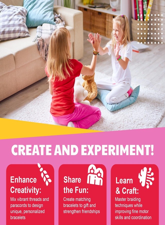 4M KidzMaker - أساور الصداقة - مجموعة أدوات حرفية للأطفال - اصنع مجموعة أساور صداقة فريدة بتصميمات وأنماط متنوعة - تتضمن أدوات تجديل وخيوطًا وخرزًا للأساور - Image 5