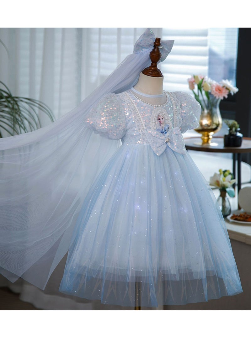 Veil lights with Frozen princess dress children's soft gauze luminous dress - Image 2