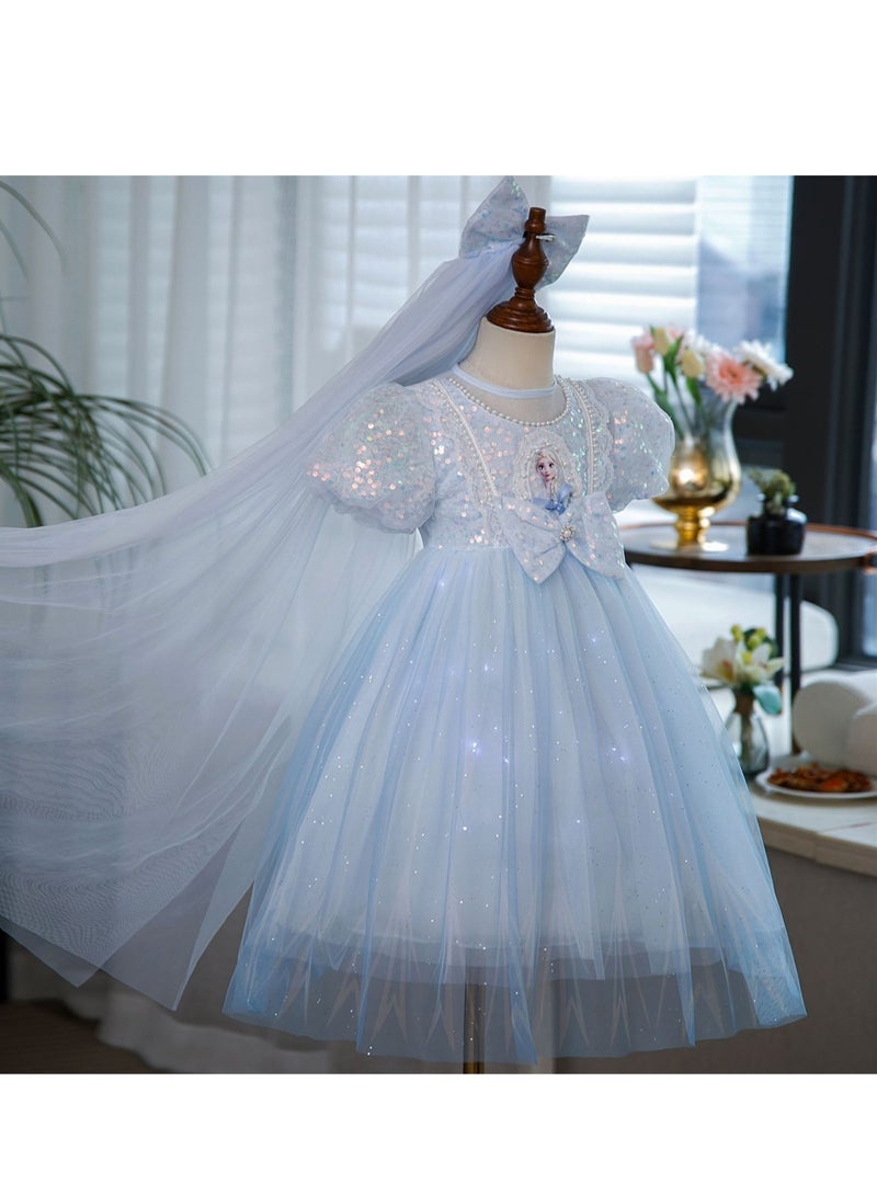 Veil lights with Frozen princess dress children's soft gauze luminous dress - Image 5