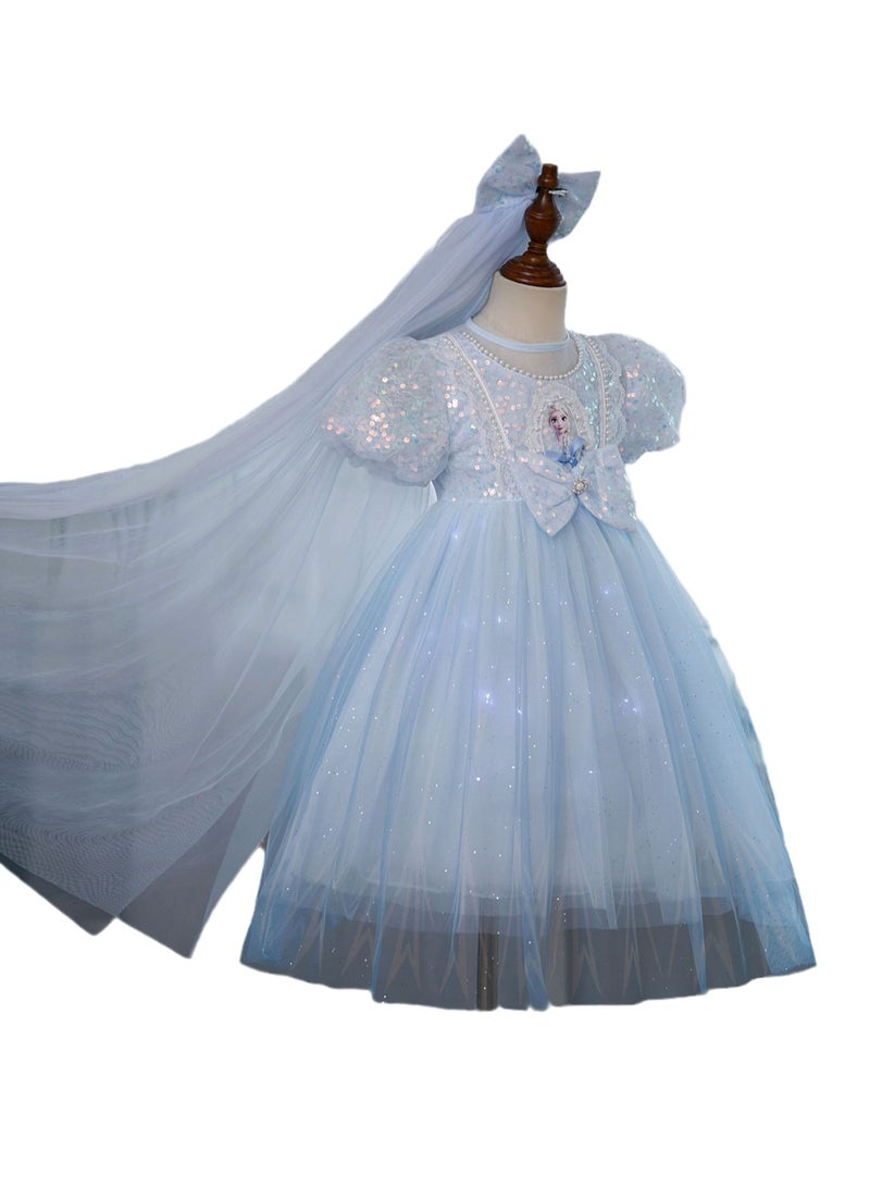 Veil lights with Frozen princess dress children's soft gauze luminous dress - Image 1