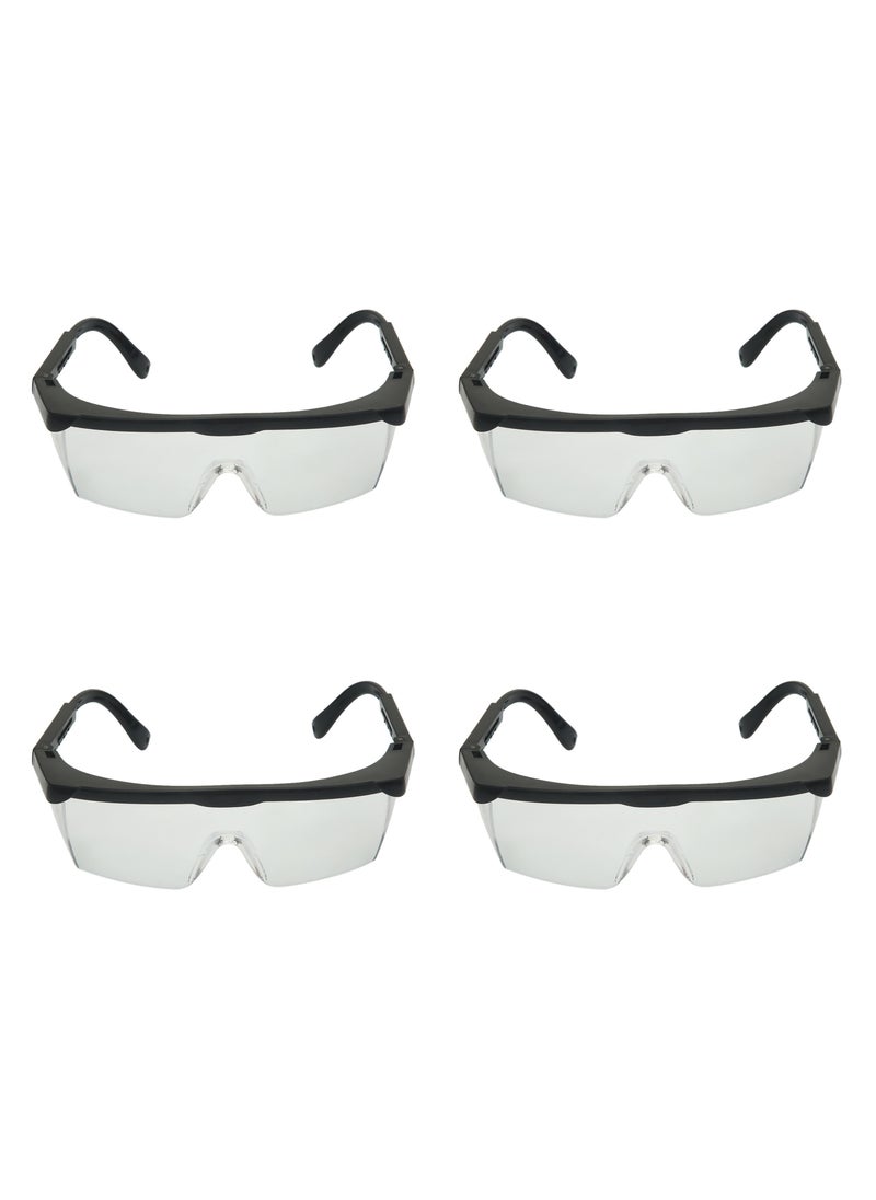 BMB tools - Transparent Adjustable Length Safety Glasses Set of 4 - Impact Resistant UV Protection Anti-Fog Scratch Resistant Safety Glasses with Side Shields, Hinges for Construction Lab DIY Gardening - Image 1