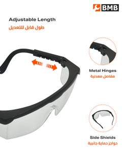 BMB tools Transparent Adjustable Length Safety Glasses Set of 4 - Impact Resistant UV Protection Anti-Fog Scratch Resistant Safety Glasses with Side Shields, Hinges for Construction Lab DIY Gardening  - Image 4