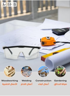 BMB tools Transparent Adjustable Length Safety Glasses Set of 4 - Impact Resistant UV Protection Anti-Fog Scratch Resistant Safety Glasses with Side Shields, Hinges for Construction Lab DIY Gardening  - Image 5