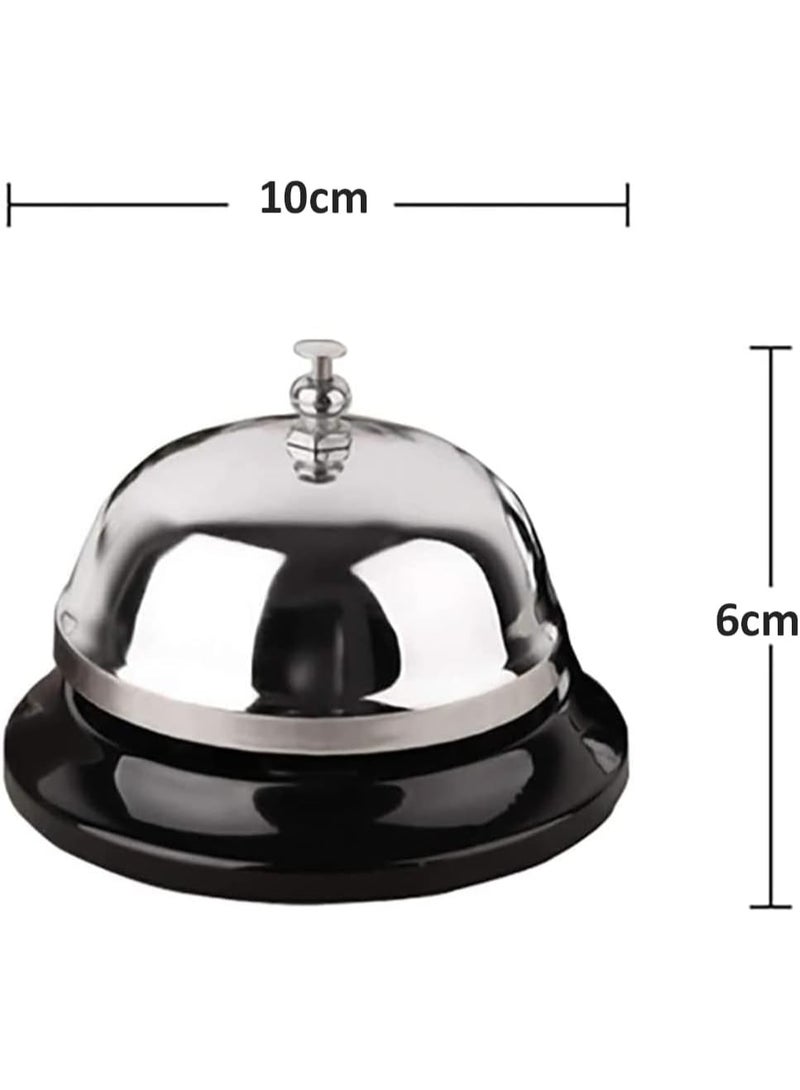 Rubik Call Bell 4 inch, Large Stainless Steel Loud Vintage Service Bell for Front Desk, Reception, Hotels, Schools, Restaurants, Hospitals, Warehouses - Silver/Black - Image 5