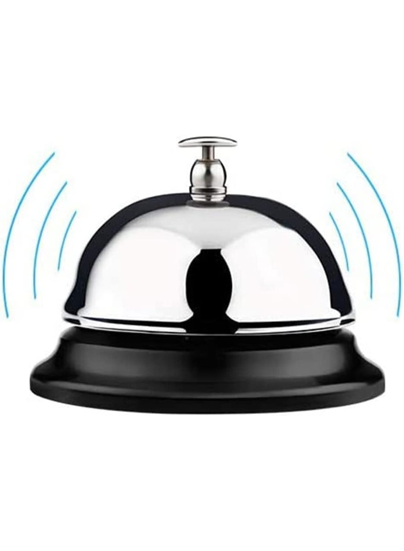 Rubik Call Bell 4 inch, Large Stainless Steel Loud Vintage Service Bell for Front Desk, Reception, Hotels, Schools, Restaurants, Hospitals, Warehouses - Silver/Black - Image 3