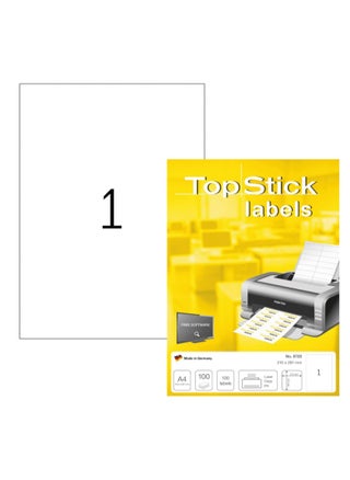 Topstick Self Adhesive Multipurpose Labels 1 Label Per Sheet A4 100 For Laser & Inkjet Printers Large 210 x 297mm 8720 - pzsku/ZE4804B7BFFB30DA28468Z/45/_/1739386006/d733a4f4-2189-4ae5-bdce-ecb42452c75f
