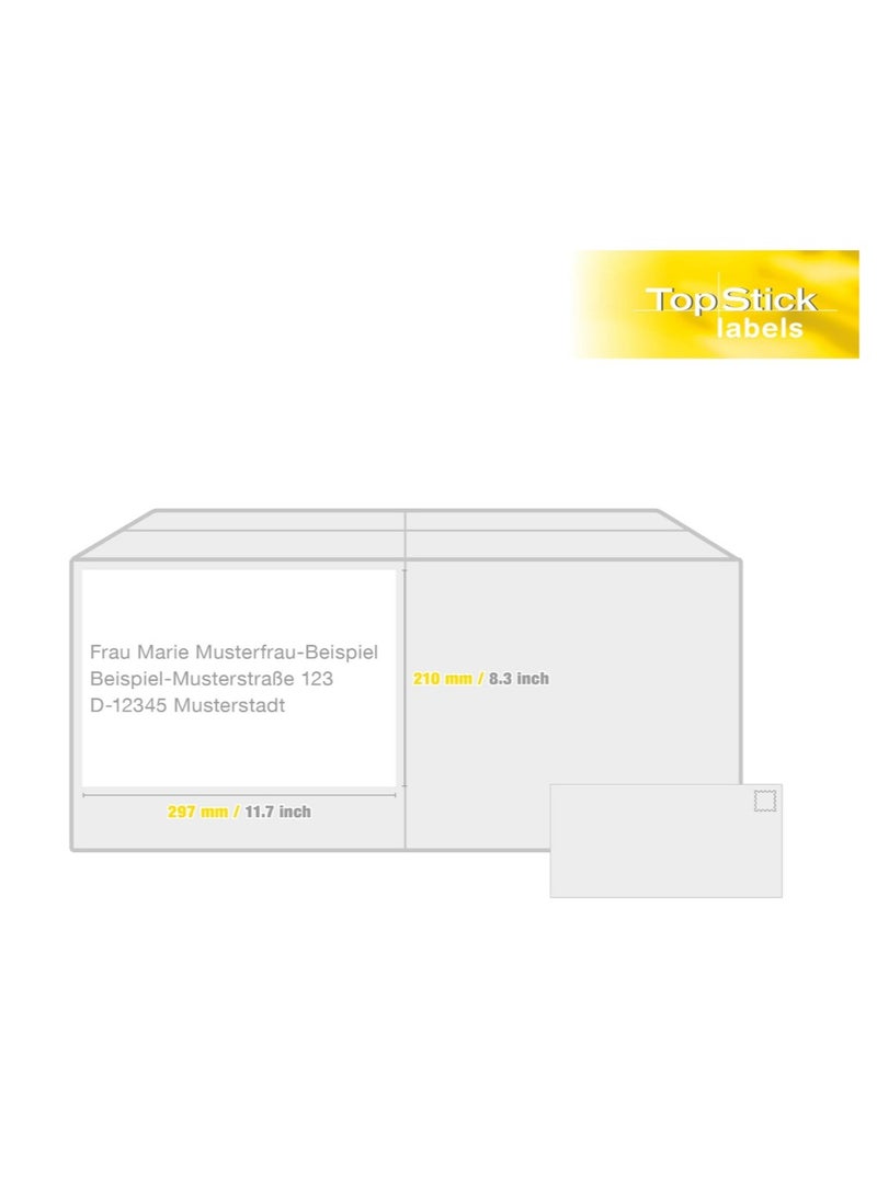 Generic Topstick Self Adhesive Multipurpose Labels 1 Label Per Sheet A4 100 For Laser & Inkjet Printers Large 210 x 297mm 8720  - Image 5