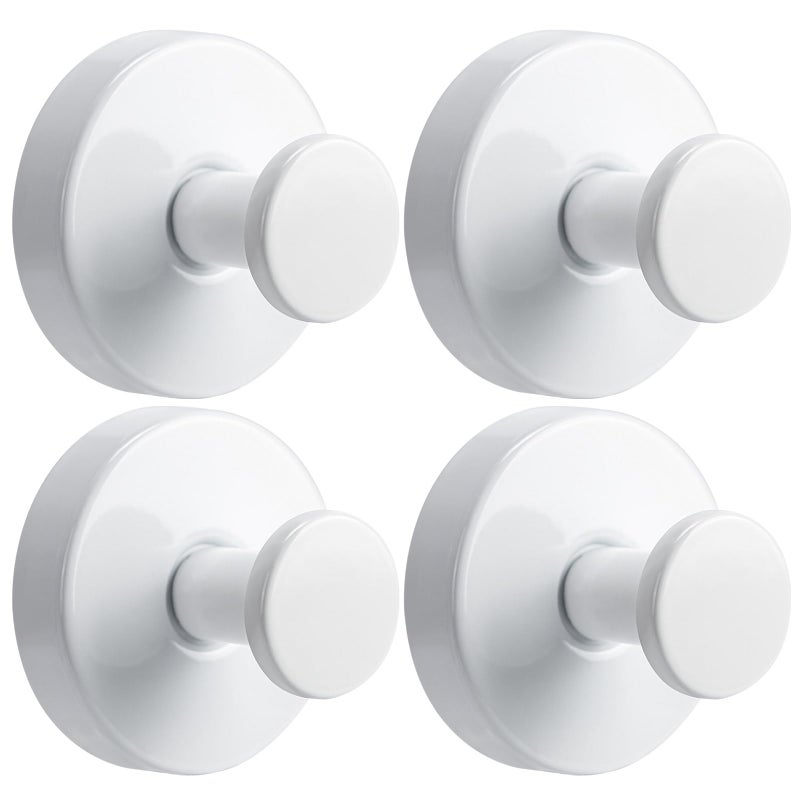 Fenas Suction Cup Hooks for Shower No-Drill Bathroom Hooks for Towels, Robes, Loofah Mountable on Bathroom Walls, Kitchen, Glass, Mirrors, Tile and Smooth,Non-Porous Surfaces (4, White) - Image 1