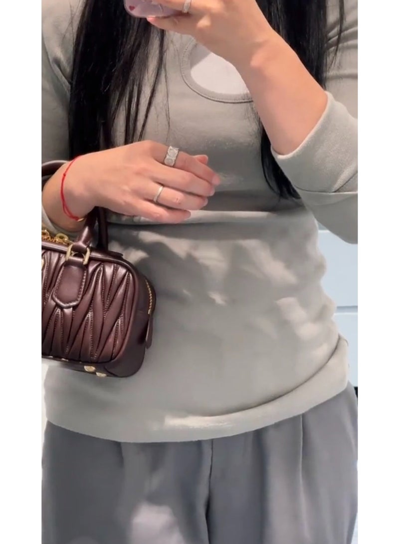 Small Arcadie Top Handle Bag in Matelassé Nappa Leather Crossbody Shoulder - Image 3