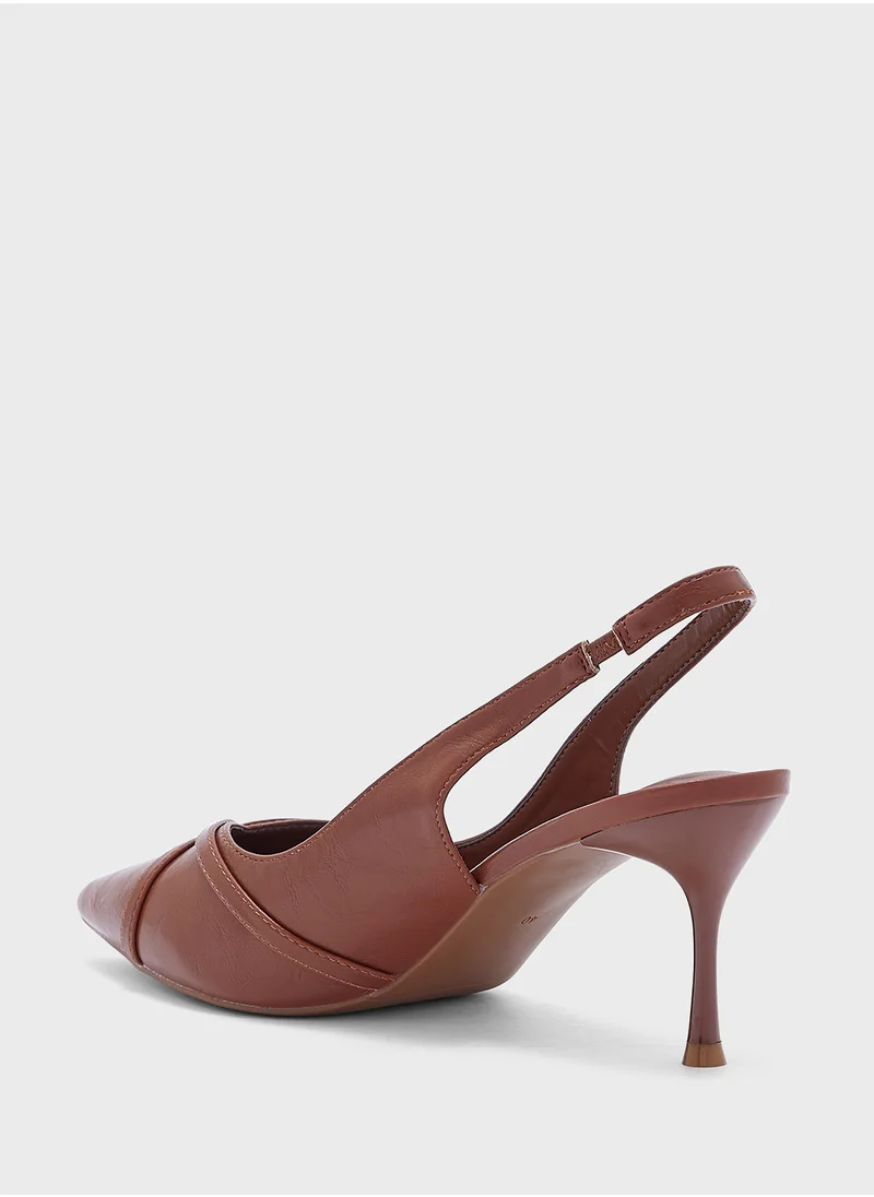 ELLA Double Buckle Pointy Toe Sling Back Pump