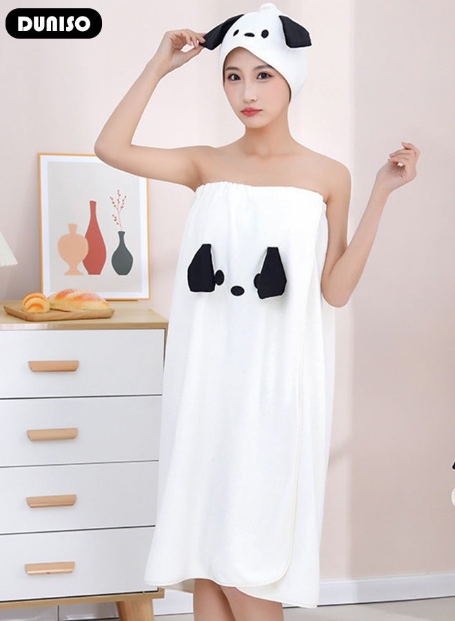 DUNISO 4 Pieces Bath Wrap and Hair Drying Towel Kit, Adjustable Elastic Ultra Absorbent Women Bath Towel Set, Coral Fleece Shower Towel Wrap for Shower After Body Cover - Image 5