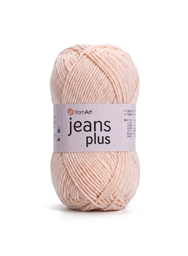YarnArt Jeans Plus Yarn, Cotton-Acrylic Blend, Color 73 Light Peach, 100g (160m) - Image 1