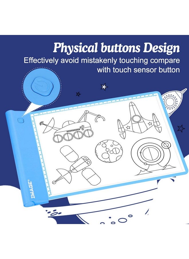 Image - Light Up Tracing Pad Blue Drawing Tablet Coloring Board For Kids Children Gift For Boys Girls (Includes 10 Traceable Sheets And Two Clips) - Image 1