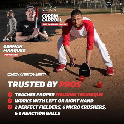 PowerNet Advanced Hand-Eye Coordination Set, Soft Hands Softball & Baseball Training Equipment, Improve Transition Time from Glove, 2 Perfect Fielders & 6 Micro Crushers & 2 Reaction Balls - Image 2