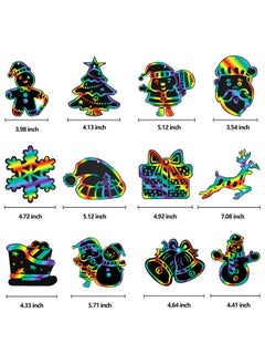 Max Fun Christmas Crafts Scratch Art For Kids, 96Pcs Ornaments Rainbow Magic Color Scratch Off Cards Paper Hanging Art Craft Supplies Educational Toys Kit For Kid Party Favor  - Image 4