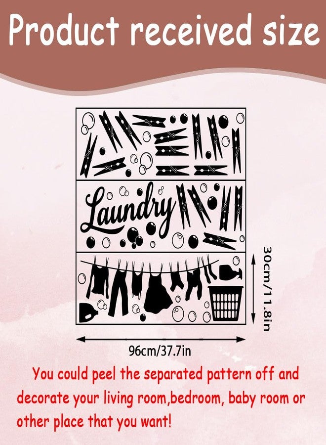 SUPERDANT Laundry and Bubble Wall Stickers Clip and Clothes Wall Decals Art Murals Wallpaper Decals Decoration Laundry Room Decor for Room Home Livingroom Bedroom - Image 2