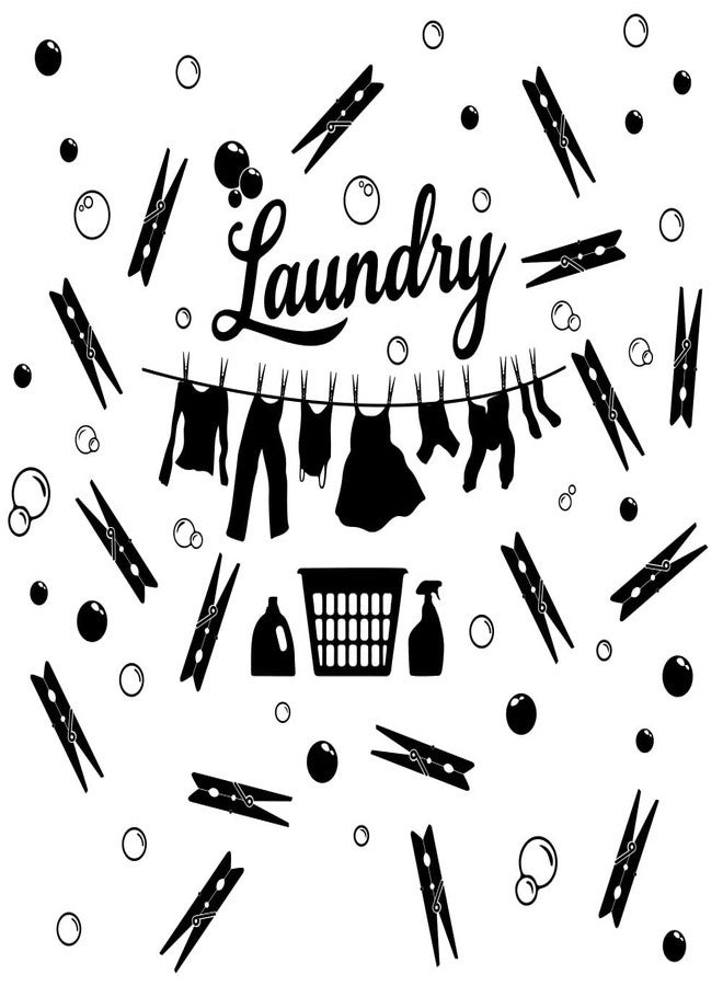SUPERDANT Laundry and Bubble Wall Stickers Clip and Clothes Wall Decals Art Murals Wallpaper Decals Decoration Laundry Room Decor for Room Home Livingroom Bedroom - Image 3