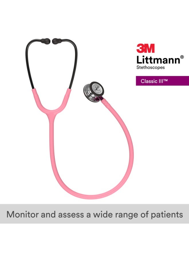 ثري أم ليتمان سماعة طبية 3M ليتمن كلاسيك 3 بقطعة صدرية مرآة، أنبوب وردي لؤلؤي، ساق وردي وسماعة رأس دخانية بطول 27 بوصة موديل 5962 - Image 2
