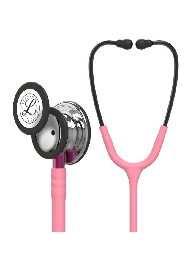 ثري أم ليتمان سماعة طبية 3M ليتمن كلاسيك 3 بقطعة صدرية مرآة، أنبوب وردي لؤلؤي، ساق وردي وسماعة رأس دخانية بطول 27 بوصة موديل 5962 - Image 1