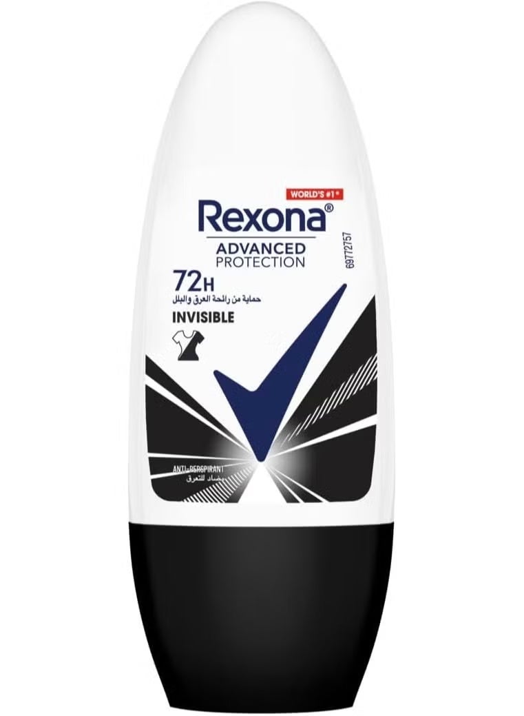 Rexona Women Advanced Protection 72H+ Clear Antiperspirant Roll On Invisible Dry Black & White 50ML