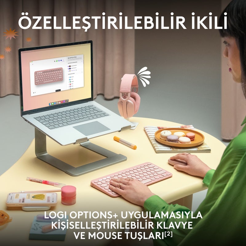 Pebble 2 Set Multi-Device Silent Wireless Turkish Q Keyboard and Mouse Set - Graphite
