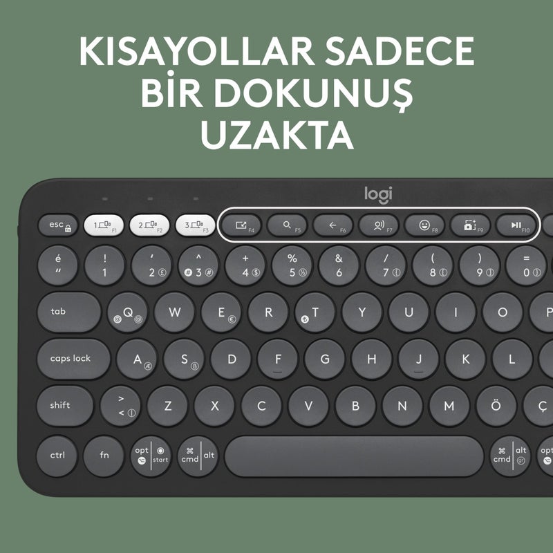 Pebble 2 Set Multi-Device Silent Wireless Turkish Q Keyboard and Mouse Set - Graphite