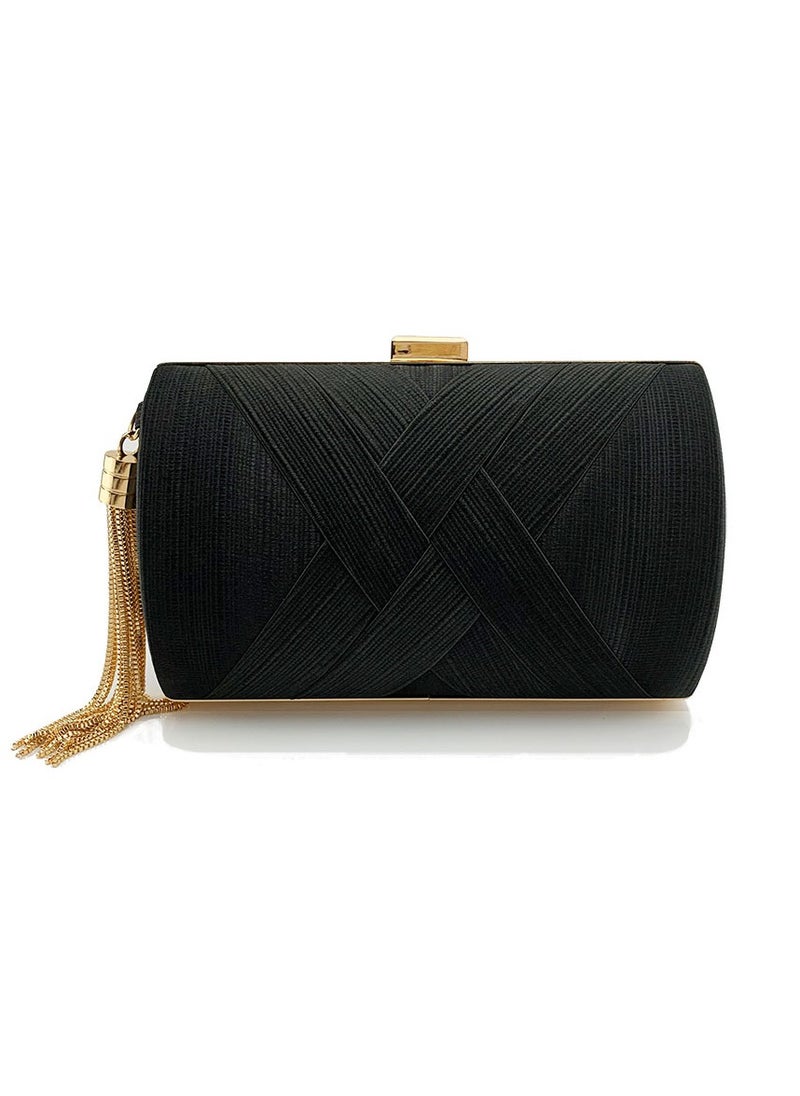 Loquat - Womens Tassel Clutch Purses Evening Crossbody Bag Chain Handbag for Wedding Cocktail Party Prom Black - Image 1