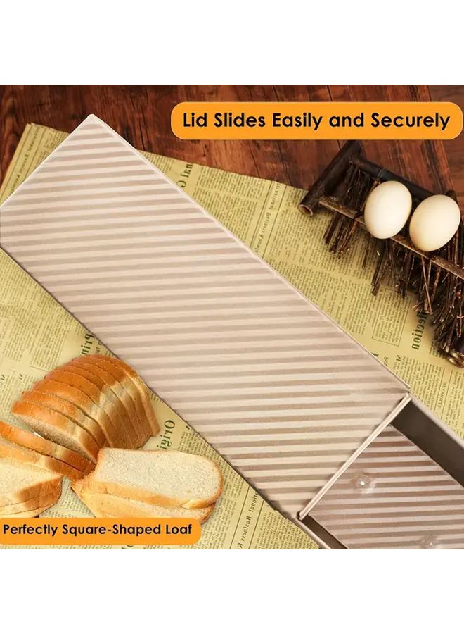 2.2 Lb Nonstick Rectangular Pullman Bread Pan With Sliding Lid Golden Oven Safe Includes Dough Spatula Cutter Easy Clean Uniform Heating Design For Holiday Baking Artisan Bread Sourdough Desserts Festive Kitchenware - Image 5
