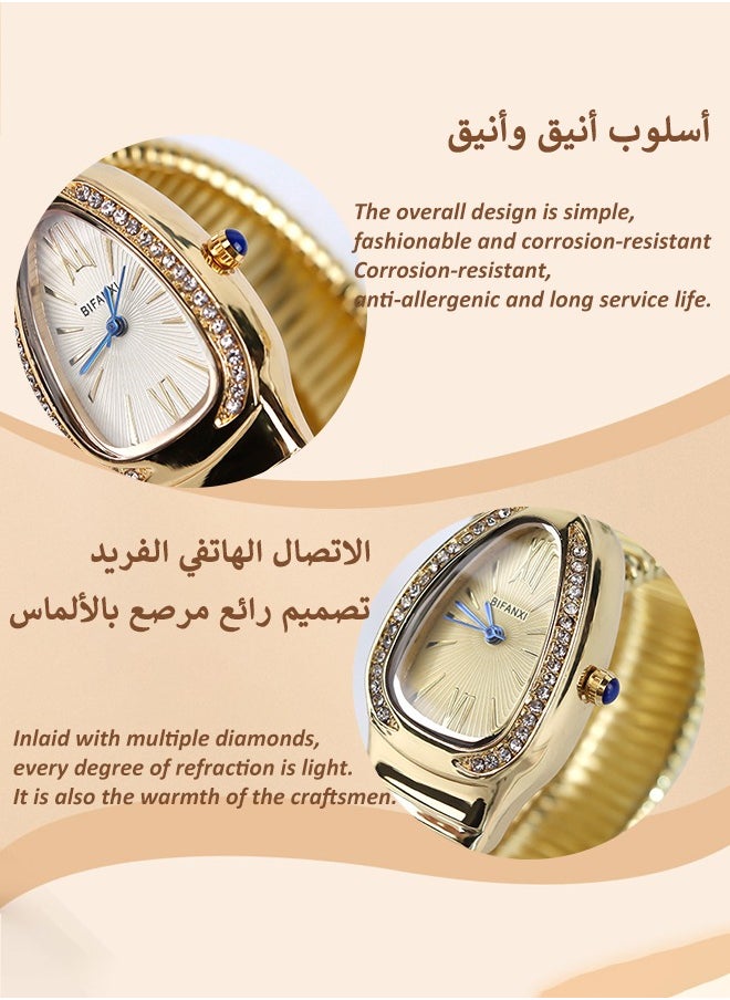 BIFANXI Women's Fashion Watch, Snake-Shaped Diamond Design Quartz Watch ,Fashionable and Versatile Diamond Watch  - Image 4