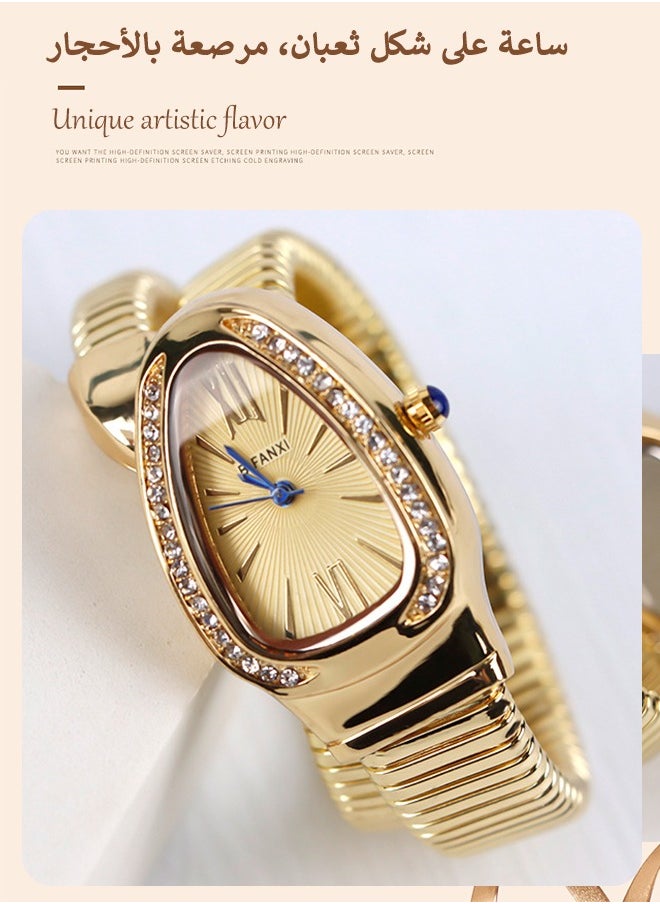 BIFANXI Women's Fashion Watch, Snake-Shaped Diamond Design Quartz Watch ,Fashionable and Versatile Diamond Watch  - Image 2