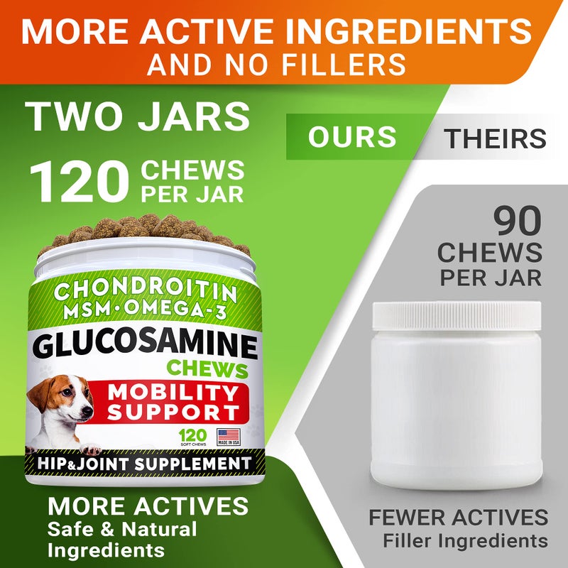 StrellaLab Glucosamine for Large Dogs - Joint Supplement Large Breed w/ Omega-3 Fish Oil - Chondroitin, MSM - Advanced Mobility Chews - Joint Pain Relief - Hip & Joint Care - Chicken Flavor - 240Ct - Made in USA - Image 3