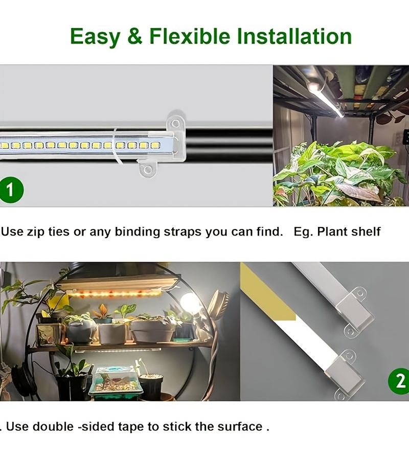 4 Head 12.99 Inch Hanging Full Spectrum LED Plant Growth Light White Adhesive Plant Lamp Programmable 3 9 12 Hours Supplemental Sunlight For Succulents And Flowers Winter Plant Light With 1.85 Meter Extension Cord - Image 3