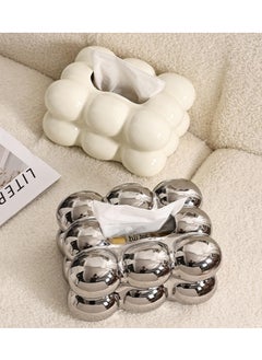 Generic Peroza Marshmallow Ceramic Tissue Box, Soft Face Tissue Box, Tissue Storage Box for Living Room, Bedroom, Office, Table Top Decor White  - Image 2